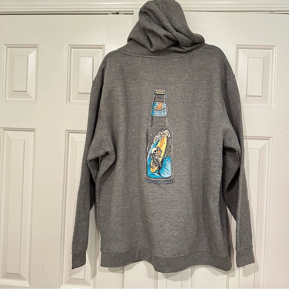 Live And Tell Other - New L.A.T. Surfing Skeleton Beer Bottle Grey Hoodie Size XL